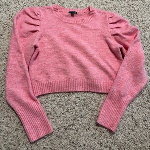 Wild Fable pink puff sleeve cropped knit sweater S